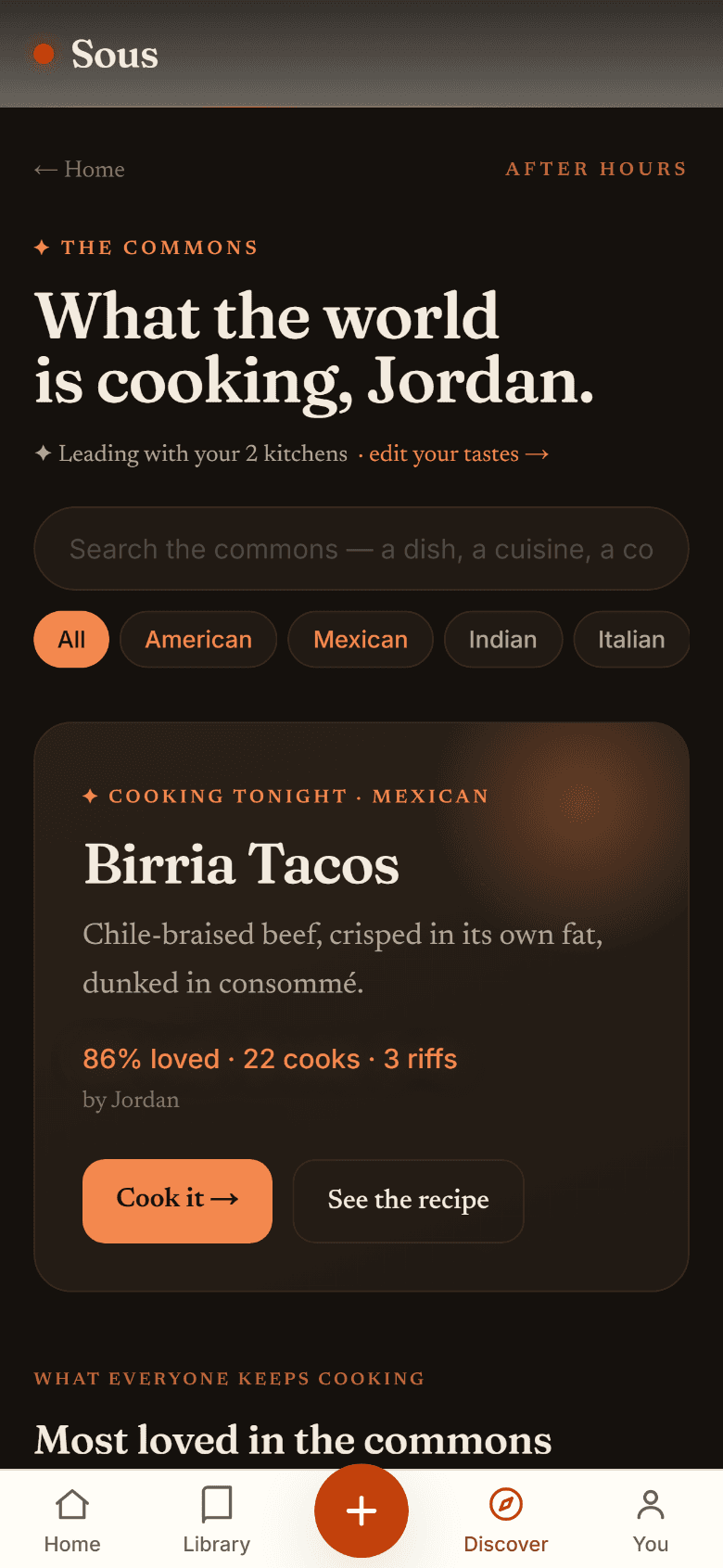 The Sous commons of cook-validated recipes